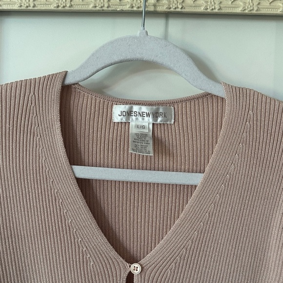 JONES NEW YORK | Y2K Light Muted Rose Ribbed Cardigan Button Up - Picture 3 of 16